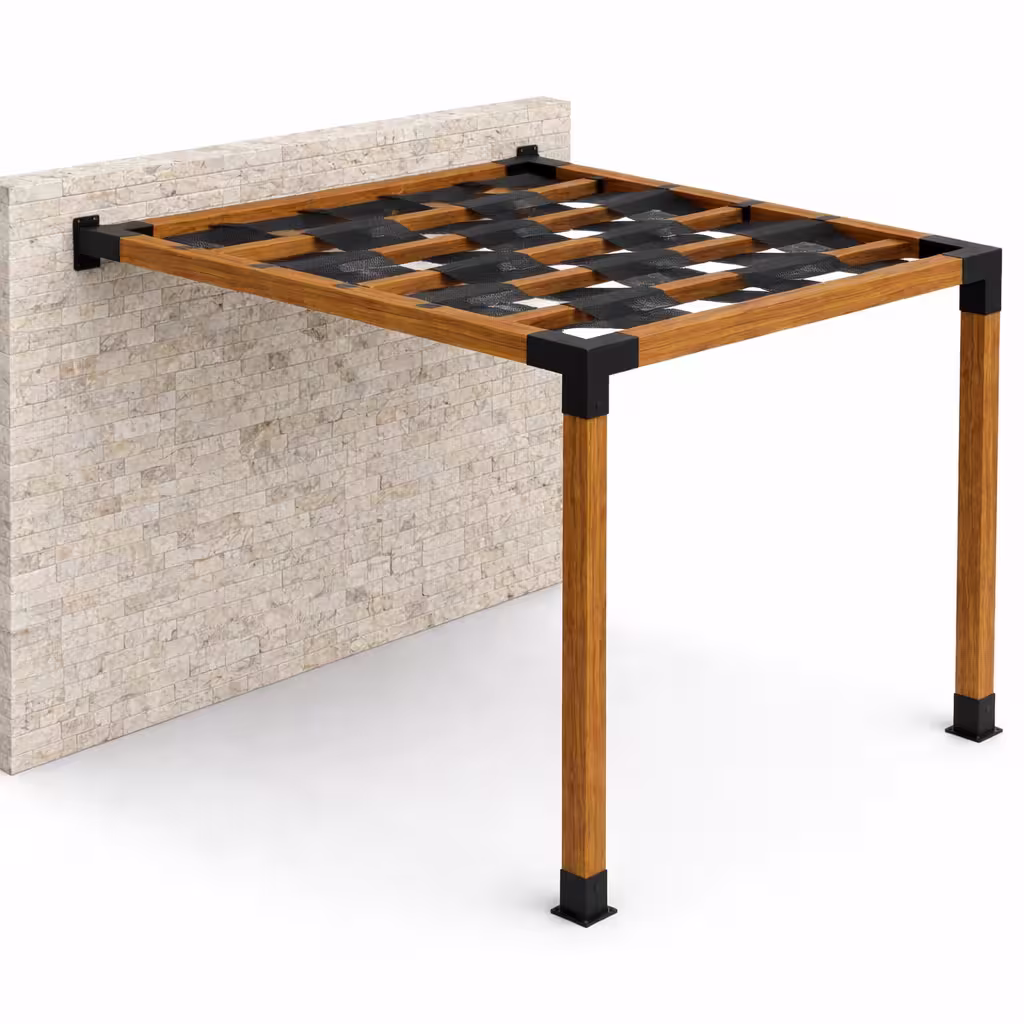 Wall-mounted pergola — hybrid roof